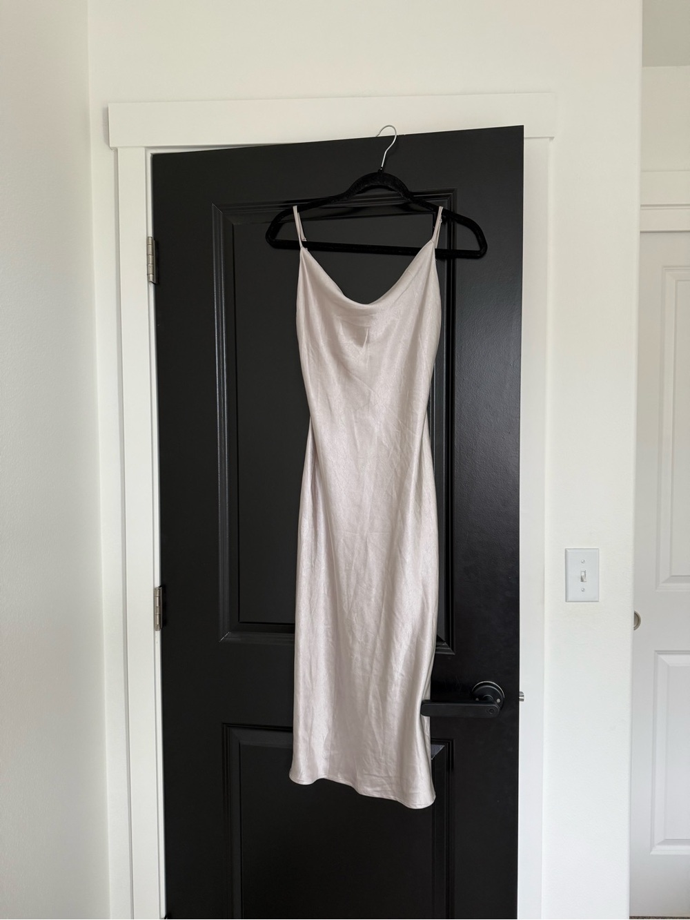 Whyte Valentyne silver satin cowl neck midi slip dress size AU6 size US2